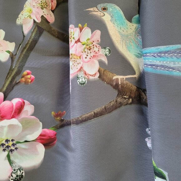 Ted Baker Zaldana Flight of the Orient Bird Dress 4 L Grey Gray - Picture 2 of 6